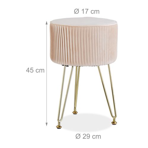 Tabouret En Velours Avec Pieds En Métal