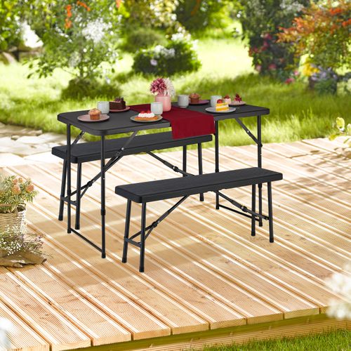 Banc Pliable Aspect Bois Lot De 2