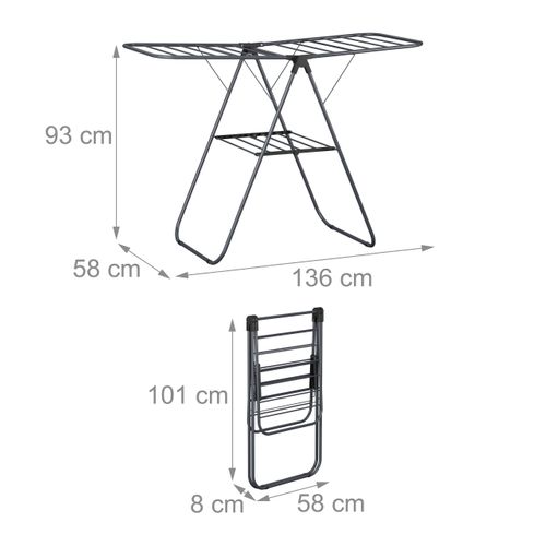Séchoir à Linge Pliable Avec 2 Ailes