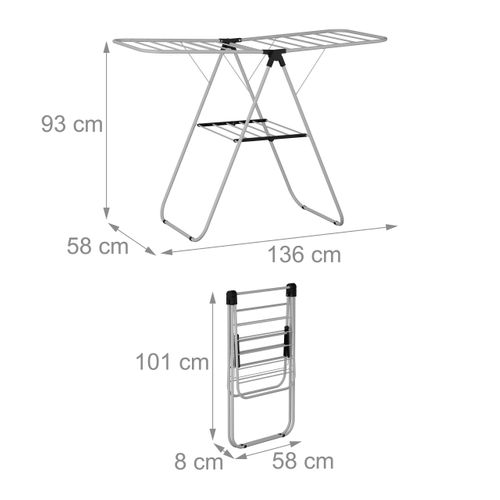 Séchoir à Linge Pliable Avec 2 Ailes
