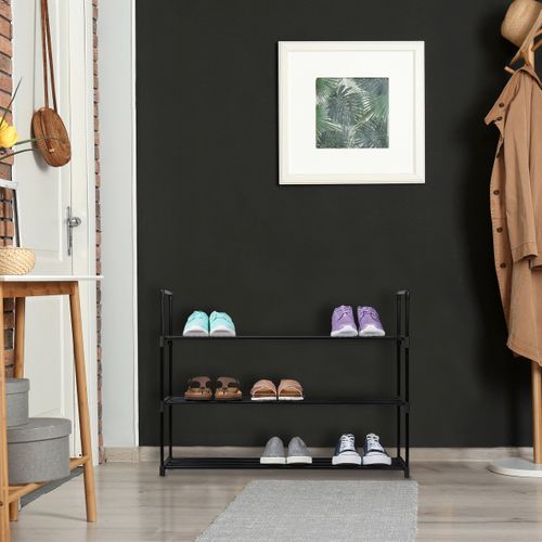 Étagère à Chaussures Métal Noir