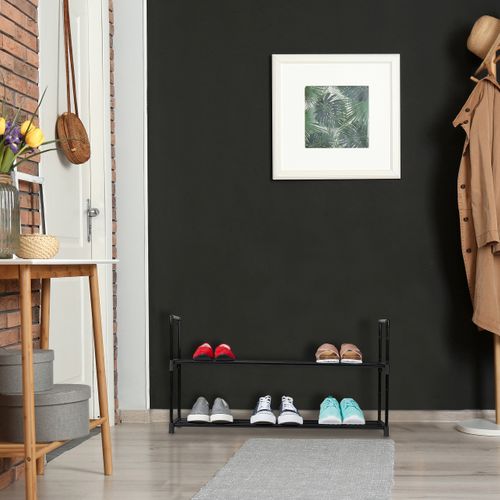 Étagère à Chaussures Métal Noir