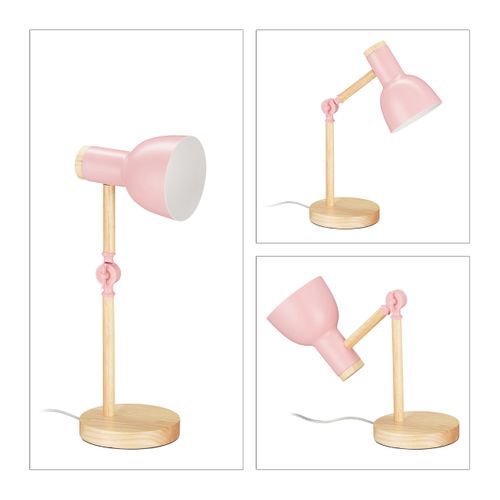 Lampe De Bureau Réglable En Bois