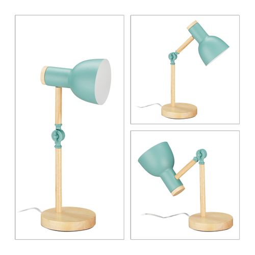 Lampe De Bureau Réglable En Bois
