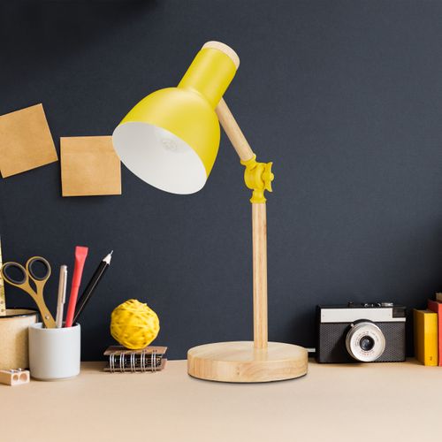 Lampe De Bureau Réglable En Bois