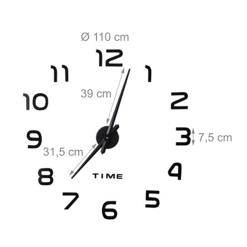 Horloge Murale Diy à Coller Chiffres 3d