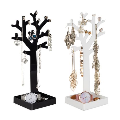 Lot De 2 Arbre à Bijoux 14.5x9.5x28.5 Cm - Noir Et Blanc