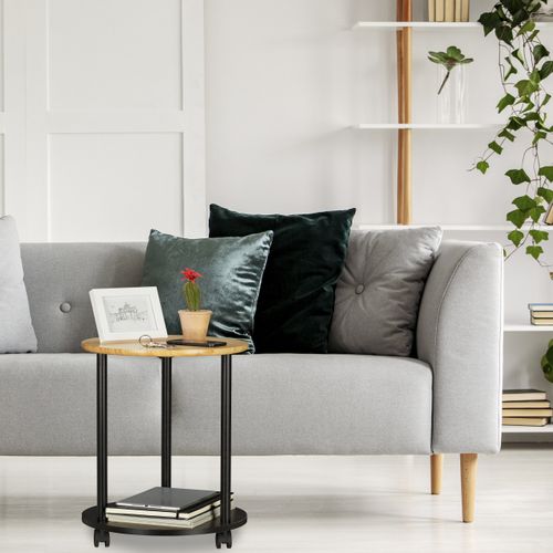 Table D'appoint Ronde Sur Roulettes