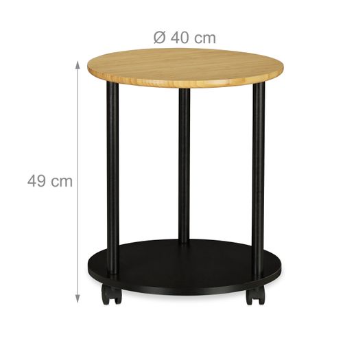 Table D'appoint Ronde Sur Roulettes