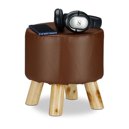 Tabouret Similicuir 4 Pieds Bois