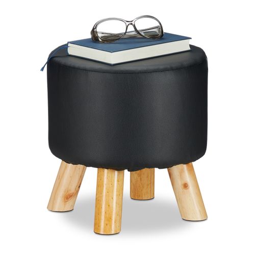 Tabouret Similicuir 4 Pieds Bois