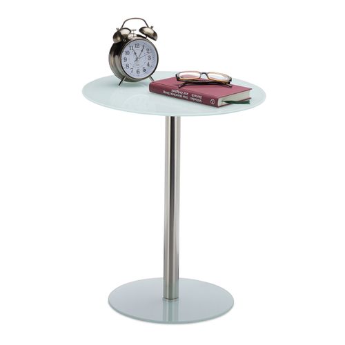 Table D’appoint Ronde En Verre Et Inox