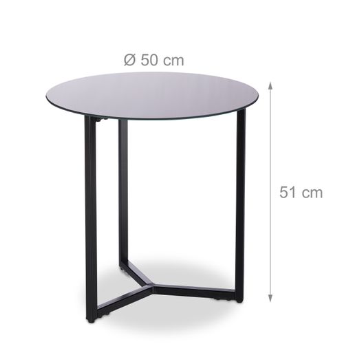 Table D’appoint Ronde En Verre Et Métal