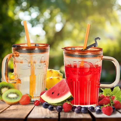 2x Jarres, Chacun Ayant Une Paille