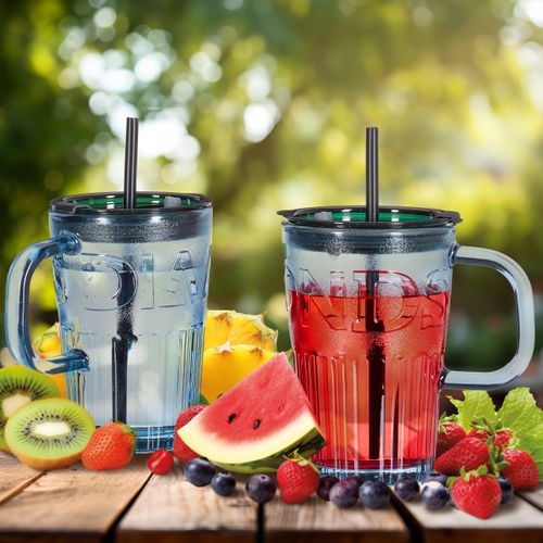 2x Jarres, Chacun Ayant Une Paille