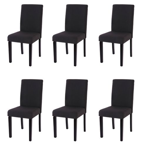 Lot De 6 Chaises De Séjour Littau ~ Tissu Noir, Pieds Foncés