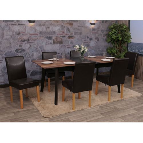 Lot De 6 Chaises De Séjour Littau ~ Simili-cuir, Marron, Pieds Clairs