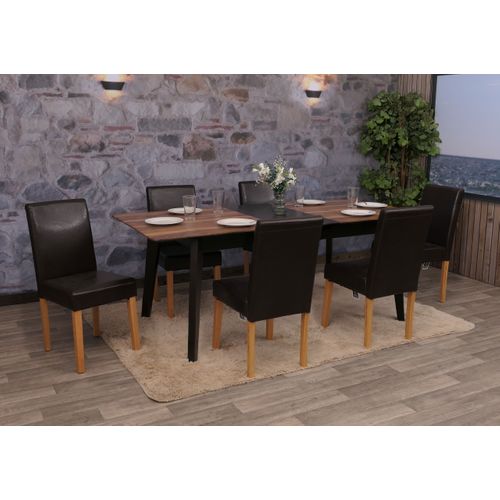 Lot De 6 Chaises De Séjour Littau ~ Simili-cuir, Marron, Pieds Clairs