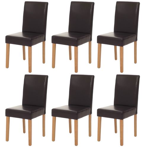 Lot De 6 Chaises De Séjour Littau ~ Simili-cuir, Marron, Pieds Clairs