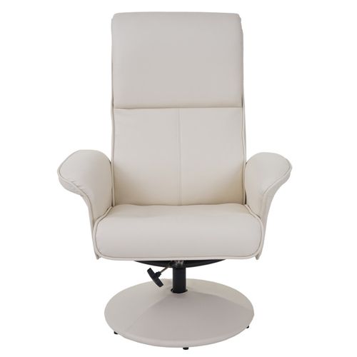 Fauteuil Relax Helsinki, Fauteuil De Télévision Avec Tabouret ~ Similicuir, Crème