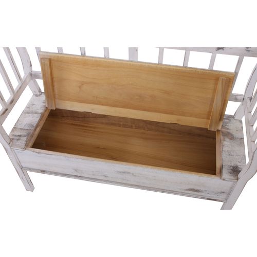 Banc Banquette De Rangement T207 Bahut Coffre Avec Coussin ~ Bois Blanc Shabby Chic
