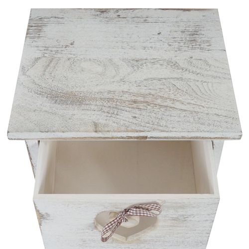 Table D'appoint Forli 5 Tiroirs 86x29x25cm Shabby Vintage Blanc