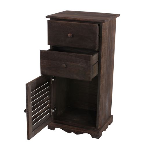 Commode / Armoire, 2 Tiroirs, 1 Porte, 40x32x80cm, Shabby, Vintage ~ Marron