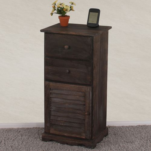 Commode / Armoire, 2 Tiroirs, 1 Porte, 40x32x80cm, Shabby, Vintage ~ Marron