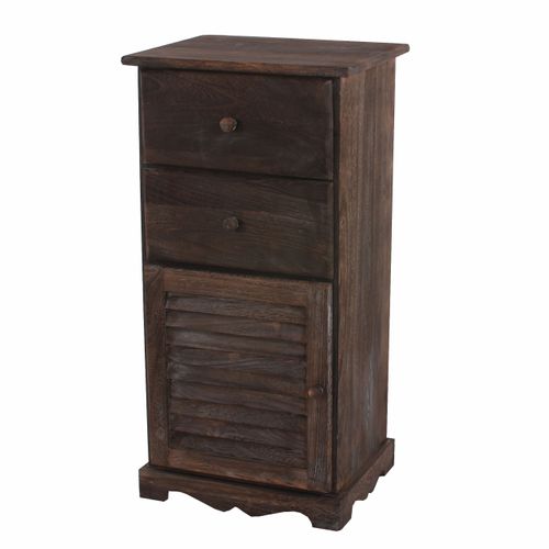 Commode / Armoire, 2 Tiroirs, 1 Porte, 40x32x80cm, Shabby, Vintage ~ Marron
