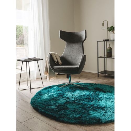 Tapis à Poils Longs Whisper Turquoise 160 Cm Rond