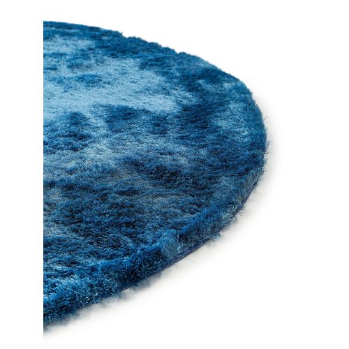 Tapis à Poils Longs Whisper Bleu 80 Cm Rond