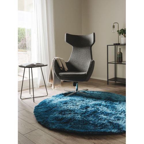 Tapis à Poils Longs Whisper Bleu 160 Cm Rond