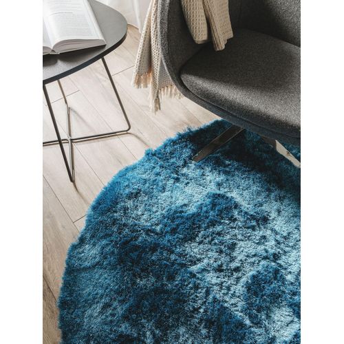 Tapis à Poils Longs Whisper Bleu 160 Cm Rond