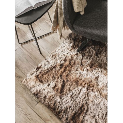 Tapis à Poils Longs Whisper Marron Clair 60x60 Cm