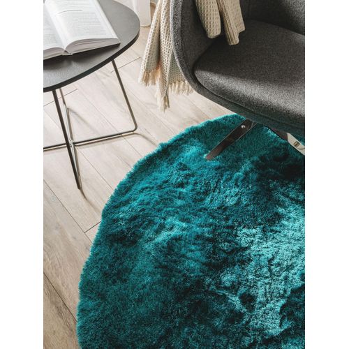 Tapis à Poils Longs Whisper Turquoise 200 Cm Rond