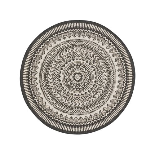 Tapis D'extérieur Et Intérieur Metro Noir Et Blanc  120 Cm Rond