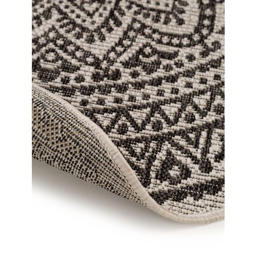 Tapis D'extérieur Et Intérieur Rond Cleo Blanc Et Noir 1 120 Cm Rond