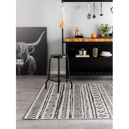 Tapis D'extérieur Et Intérieur Cleo Blanc Et Noir 2 120x170 Cm