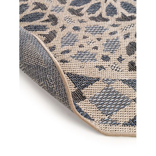 Tapis D'extérieur Et Intérieur  Rond River Beige/bleu  130 Cm Rond