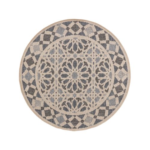 Tapis D'extérieur Et Intérieur  Rond River Beige/bleu  130 Cm Rond