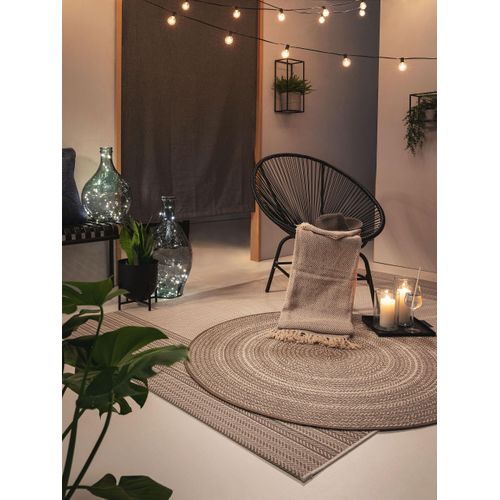 Tapis D'extérieur Et Intérieur Rond Metro Crème/taupe  120 Cm Rond