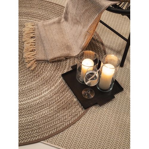 Tapis D'extérieur Et Intérieur Rond Metro Crème/taupe  120 Cm Rond