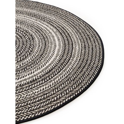 Tapis D'extérieur Et Intérieur Rond Metro Noir Et Blanc  120 Cm Rond