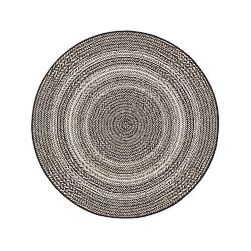 Tapis D'extérieur Et Intérieur Rond Metro Noir Et Blanc  120 Cm Rond