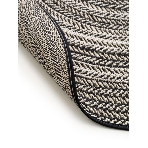Tapis D'extérieur Et Intérieur Rond Metro Noir Et Blanc  120 Cm Rond