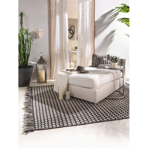 Tapis Fabriqué à Partir De Matériaux Recyclés Morty Noir Et Blanc 80x150 Cm