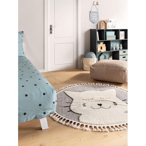 Tapis Enfant Momo Gris  120 Cm Rond