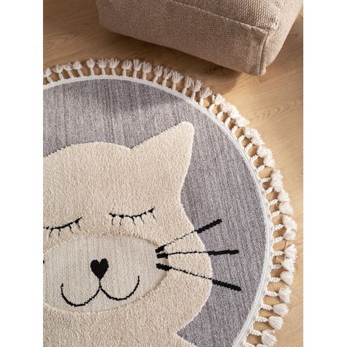 Tapis Enfant Momo Gris  120 Cm Rond