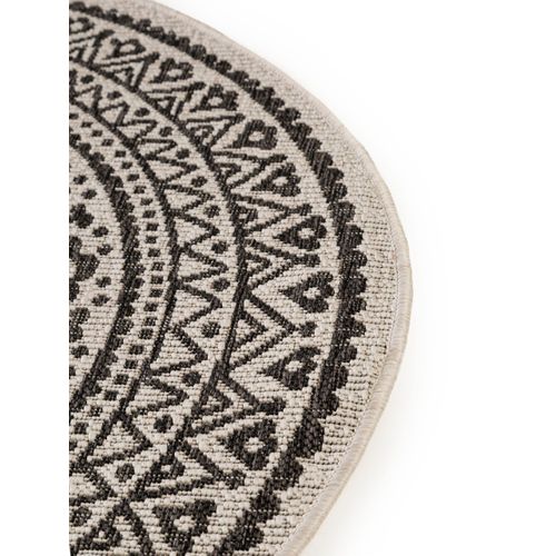 Tapis D'extérieur Et Intérieur Rond Cleo Blanc Et Noir  150 Cm Rond