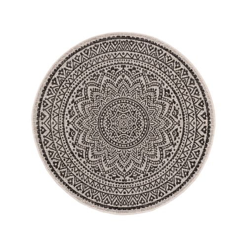 Tapis D'extérieur Et Intérieur Rond Cleo Blanc Et Noir  150 Cm Rond